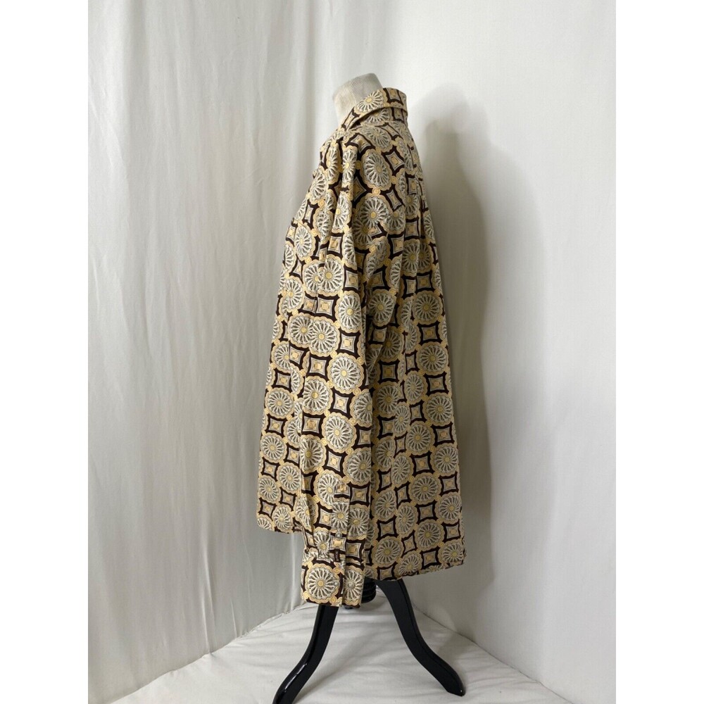 Men’s XL Button-Down Shirt Enyce Grey Gold Spoke Pattern Vintage Long Sleeve - Picture 6 of 11